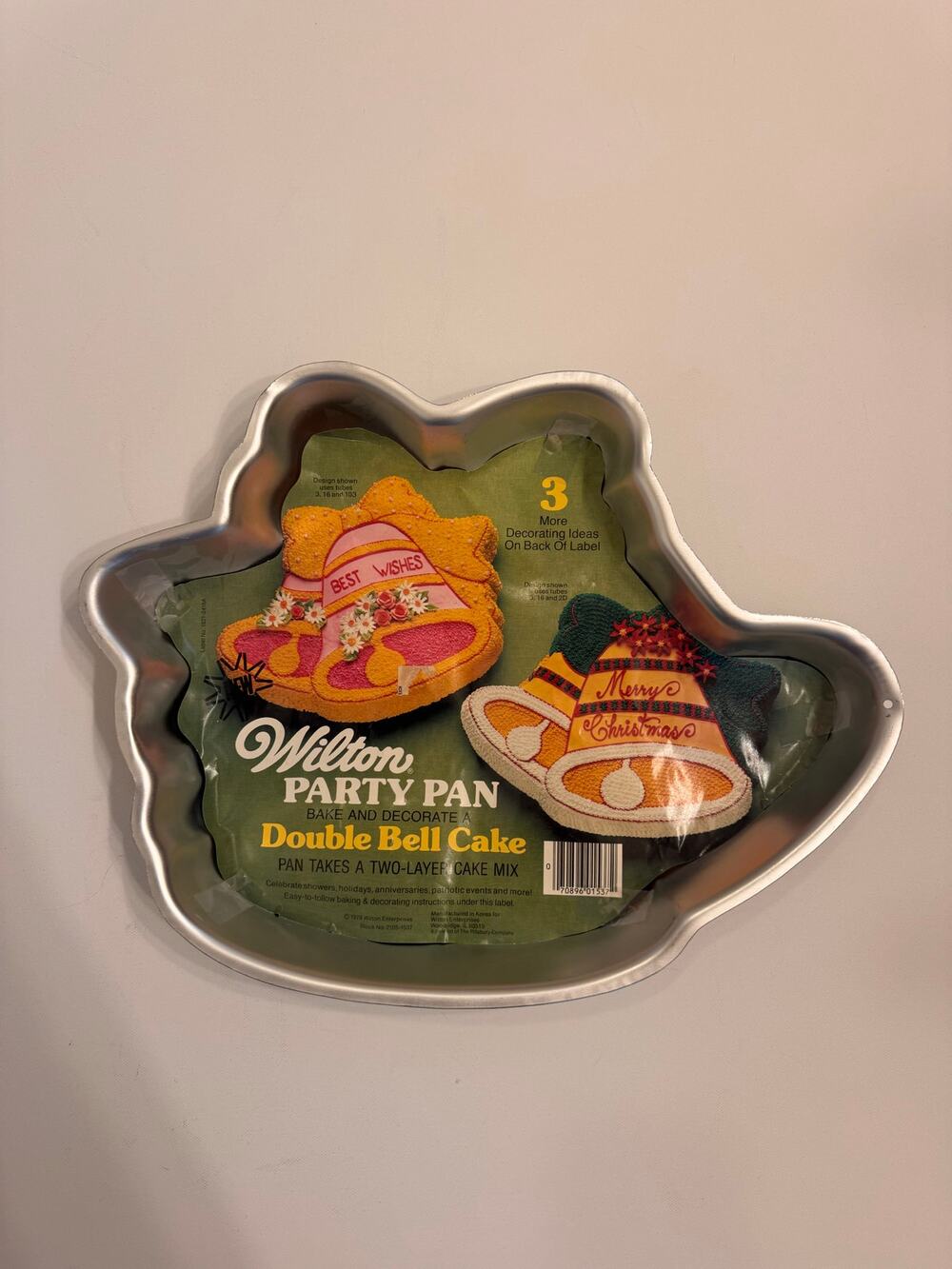 Vintage 1979 Wilton Double Bell Cake Party Pan 14x12x2 w/Liner 1 Hole